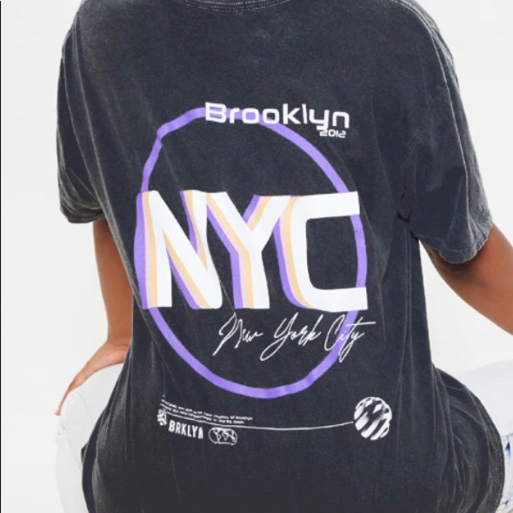 Grey Print- Oversized T- shirt Size L